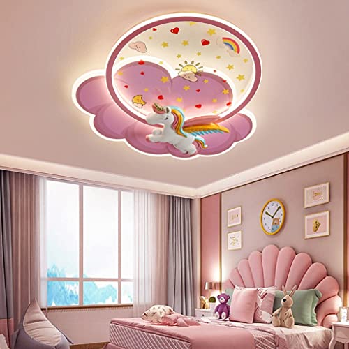 Deckenleuchte modern LED rosa dekorativ Kinderzimmer Deckenleuchte mit Fernbedienung 3000K-6000K Wolke Schatten Dimmbar Einhorn Form niedlich Junge/Mädchen Zimmer Deckenlicht warme Beleuchtung von Phtlampes