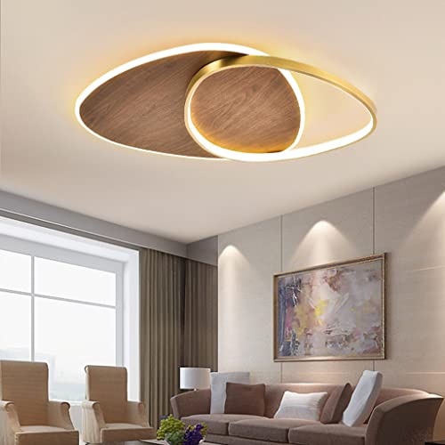 LED Deckenlampe Metall Deckenleuchte Schlafzimmer Braun Massivholz Wohnzimmerlampe Dekoration Mit Fernsteuerung Modern Dimmbar Küchenlampe Flur Deckenlicht für Wohnzimmer Küche (Size : 78CM) von Phtlampes