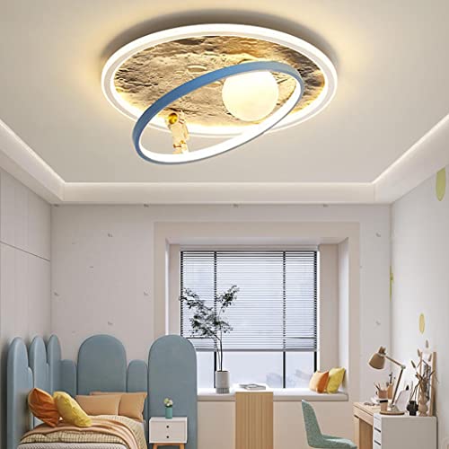 LED Deckenlampe modern kreativ Kinderzimmer dekorativ Mond Oberfläche Astronaut Design Deckenleuchte dimmbar mit Fernbedienung Jungen und Mädchen Zimmer Licht Esszimmer Wohnzimmer Metall Kronleuchter von Phtlampes