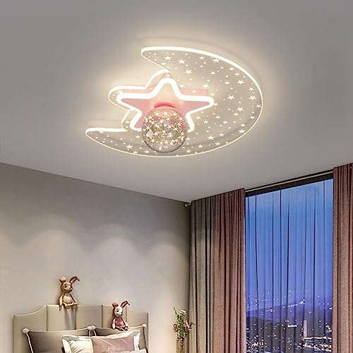 LED Deckenlampen Modern Star Moon Dimmbare Deckenleuchte Mit Fernbedienung Kinderzimmer Kronleuchter Wohnzimmer Lampenschirm aus Glas Für Jungen Mädchen Kinderzimmer Schlafzimmer Hängelampen (Color : von Phtlampes