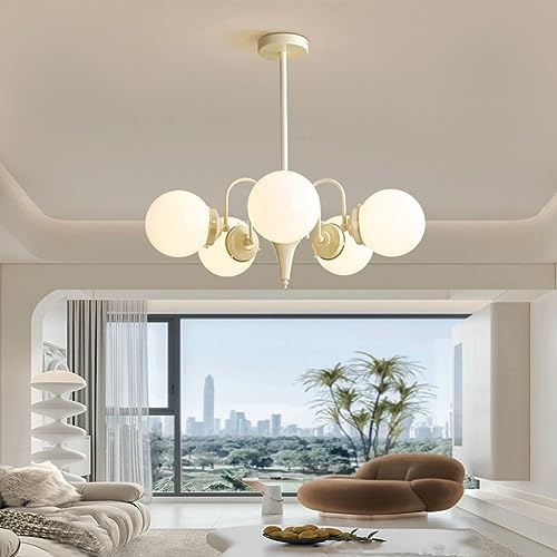 Pendelleuchte Moderne Nordic Kronleuchter E27 Glaskugel Beleuchtung Antiker Metall Hängeleuchte Retro Pendelleuchte Eisen Dekoration Hängelampe Wohnzimmer Weiß Schlafzimmer Esszimmer Deckenlampe ( Col von Phtlampes