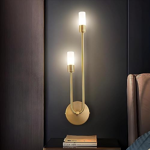 Wandbeleuchtung Modern LED Wandleuchte Glasschirm Wand Lampe Mid Century Modern Gold Wandlampe Schlafzimmer Nachttisch Badezimmer Beleuchtung Wohnzimmer Hintergrund Innen Flurlampe (Size : Left) von Phtlampes