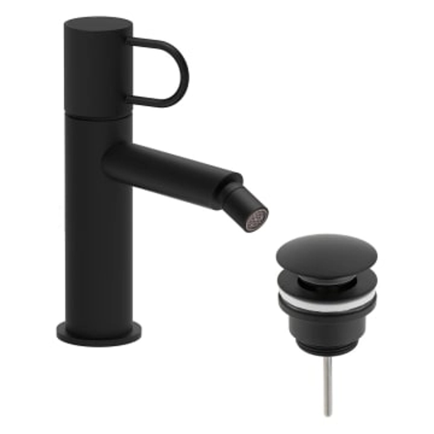 pianura Bidet-Einhebelmischer Stella 5L mit Pop Up Ablaufventil in Schwarz Matt von Pianura