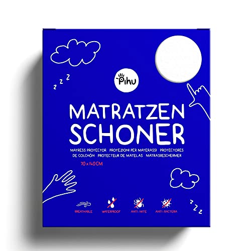 PIHU Matratzenschoner (Wasserdicht) - Baby Kleinkind Kind (Inkontinenzauflage) Matratzenschutz (Atmungsaktiv + Luftdurchlässig) Babybett Kinderbett - Schutzbezug für Matratze & Topper aus Baumwolle von Pihu