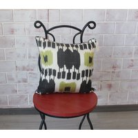 Seiden Ikat Kissen, Ethno Kissenbezug, Schwarz-Grün Kissen/P-3780 15x15 von Pillow2Go