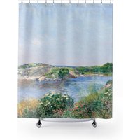 Kunst Duschvorhang, Natur Badezimmer, Friedrich Hassam, Meer Blau Pflanzen Vintage Badezimmer von PinePrintCo