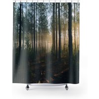 Wald Duschvorhang, Baum Badezimmer, Cottagecore Dekor, Natur Boho Dekor von PinePrintCo