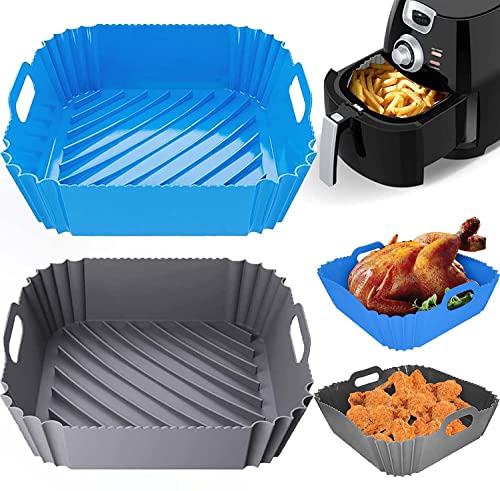 2 Stück Silikonform Für Heißluftfritteuse 22cm Airfryer Silikonform Wiederverwendbar Luftfritteuse Silikontopf, Hitzebeständig Einfache Reinigung Für COSORI Philips von Pipiruew