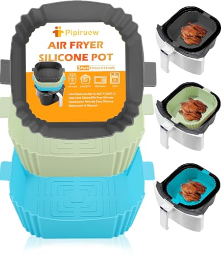 3 Silikonform für Heißluftfritteuse Silikon Airfryer Zubehör Silikoneinsatz für Heißluftfritteuse, Airfryer Silikonform & Heißluftfritteuse Grillpfanne für Cosori Philips Backpapier von Pipiruew