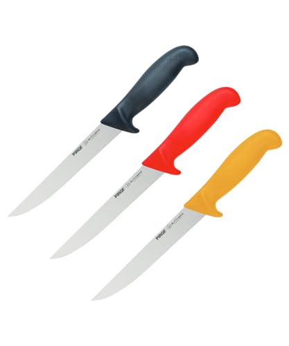 Pirge Butcher's Made in Germany Profi Ausbeinmesser Set 15 cm Gerade Klinge - Metzgermesser - Fleischermesser - Stechmesser - Harter Edelstahl Schlachtermesser - Ergonomisches Griffdesign von Pirge