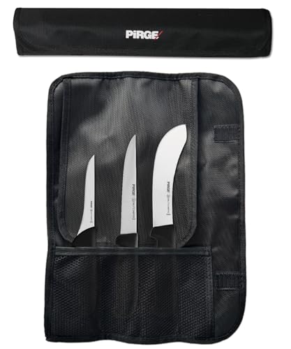 Pirge Butcher's Profi Metzgermesser Set mit Tasche 4 Stück - Profi Schlachtermesser Set - Fleischermesser Set - Ausbeinmesser - Profi Messerset Scharf von Pirge