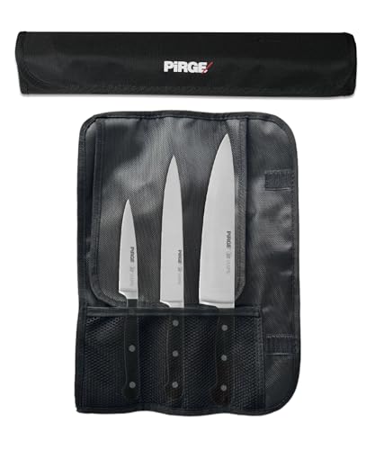 Pirge Classic Profi Messerset mit Tasche 4 Stück - Geschmiedet Messerset - Profi Kochmesser Set - Edelstahl Profi Küchenmesser Set - Messer Set Scharf von Pirge