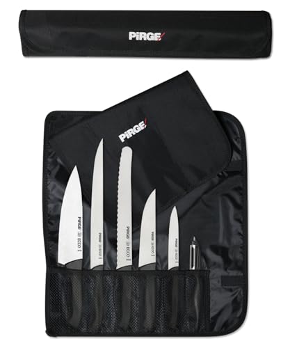 Pirge Ecco Starter Set Profi Messerset mit Tasche 7 Stück - Profi Kochmesser Set - Edelstahl Profi Küchenmesser Set - Messer Set Scharf von Pirge