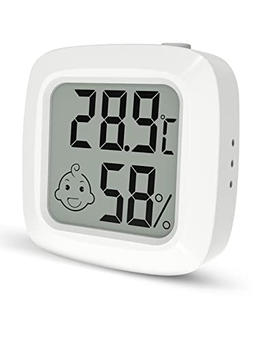 Digitales Thermometer Hygrometer Innen, Mini Thermo-Hygrometer, Temperatur und Luftfeuchtigkeitsmesser Feuchtigkeit mit ℃/℉ wählbar, magnetische Rückseite (Weiß -1 Stück) von Pitasha