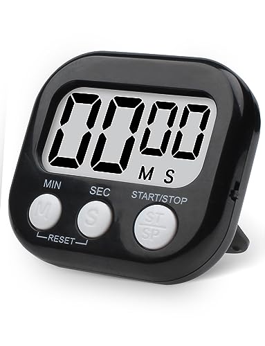 Pitasha Digitaler Küchentimer, Eieruhren Küchenwecker Kurzzeitwecker Magnetic mit Alarm, Stoppuhr/Countdown Uhr für Küche, Studium, Training (Schwarz-Weiß) von Pitasha