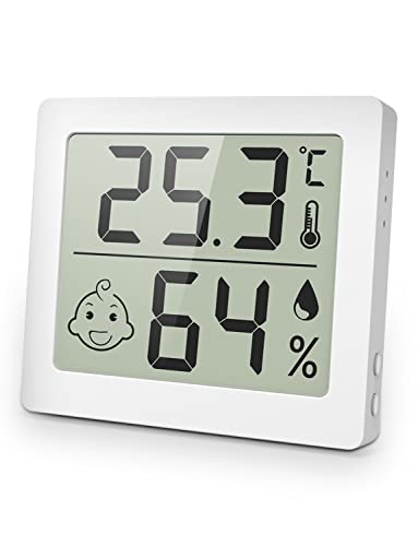 Pitasha Digitales Hygrometer, Innen-Thermometer, Feuchtigkeitsmesser, Raumthermometer, mit Temperatur- und Luftfeuchtigkeitssensor für Zimmer, Zuhause, Büro (Weiß) von Pitasha