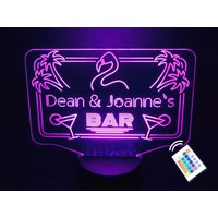 Personalisierte Led Neon Cocktail Flamingo Bar Schild Nachtlicht Achtziger 80Er Jahre. Home Mancave. Bunt Mit Fernbedienung & Usb Kabel von PixPrintUK