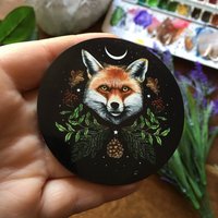 Große Magnet Durchmesser -7 cm - Fuchs - Hexen von PixieColdArt