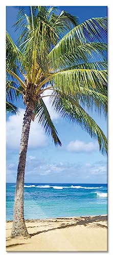 Glasbild Panorama | Wandbild aus Echtglas | Wunderschöner Strand mit Palmen | 100x40 cm | inkl. Aufhängung und Abstandshalter von Pixxprint