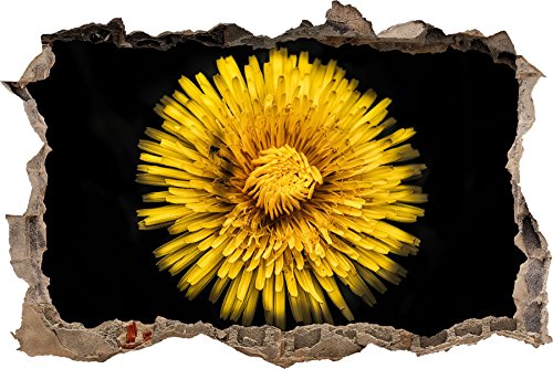 Pixxprint 3D_WD_S1539_62x42 Dark elegante gelbe Blume Wanddurchbruch 3D Wandtattoo, Vinyl, bunt, 62 x 42 x 0,02 cm von Pixxprint