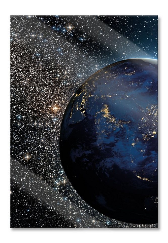 Pixxprint Glasbild Erde im Weltall, Erde im Weltall (1 St), Glasbild aus Echtglas, inkl. Aufhängungen und Abstandshalter von Pixxprint