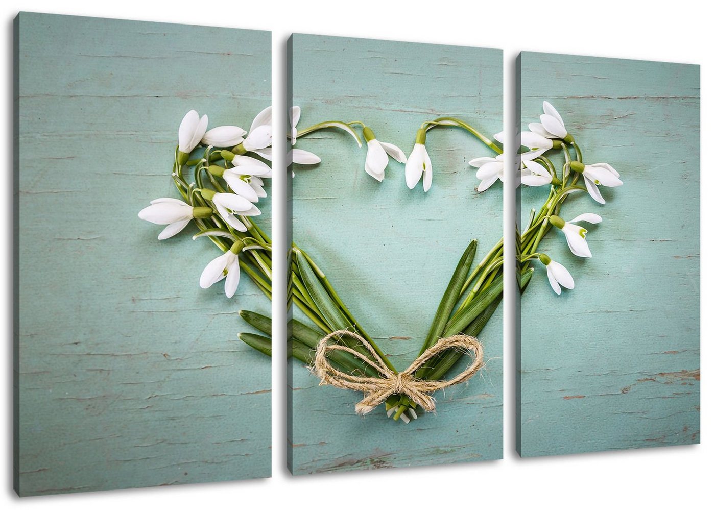 Pixxprint Leinwandbild Herz aus Blumen, Herz aus Blumen 3Teiler (120x80cm) (1 St), Leinwandbild fertig bespannt, inkl. Zackenaufhänger von Pixxprint