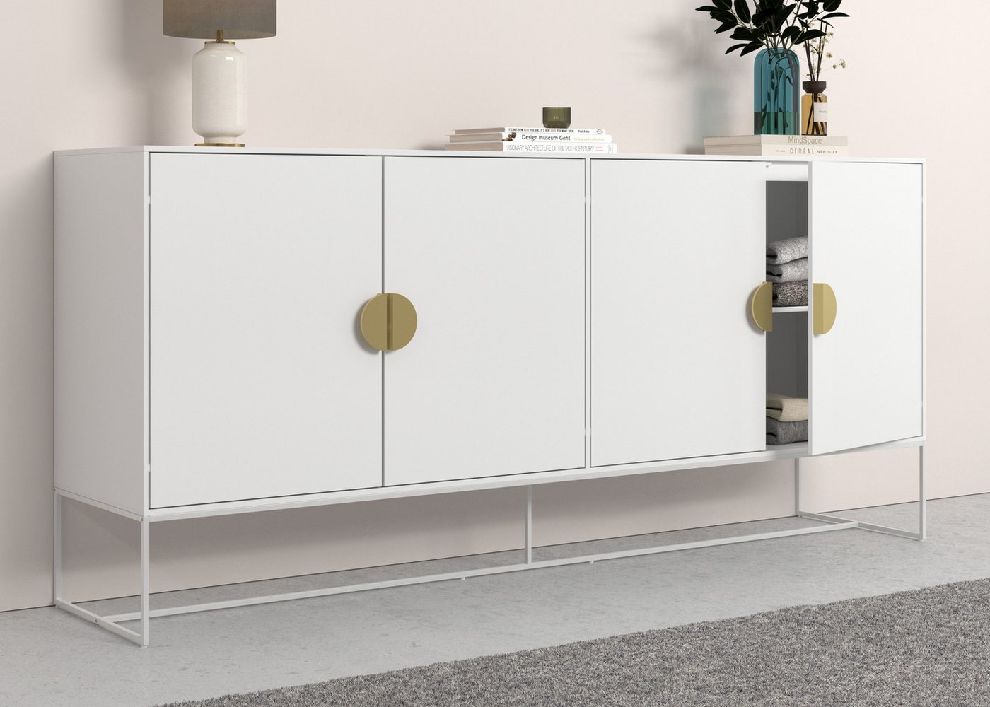 Places of Style Sideboard Abito, Kommode mit Drehtüren, 2 Einlegeböden, Breite 180 cm von Places of Style