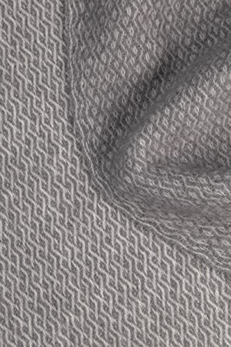 cawa Plaids&Co Extralange Creme-graue Wolldecke 'Brita' aus Reiner Neuseeland Wolle 140x220cm von cawa Plaids&Co
