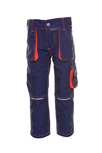 Planam Junior Kinder Bundhose Marine orange Modell 6111 Größe 98/104 von Planam