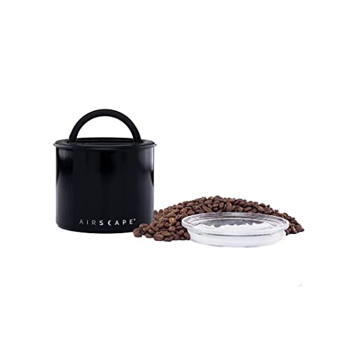 Planetary Design Airscape Edelstahl-Kaffeebehälter – Vorratsbehälter für Lebensmittel – patentierter luftdichter Deckel – Erhaltung der Lebensmittelfrische durch überschüssige Luft (klein, schwarz) von Planetary Design