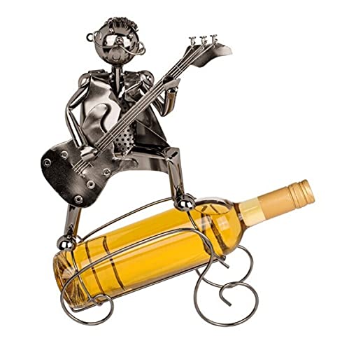 Out of the blue Rockstar mit Gitarre Weinflaschenhalter aus Metall - Gitarrist Weinflaschenständer Weinständer von Planete Discount