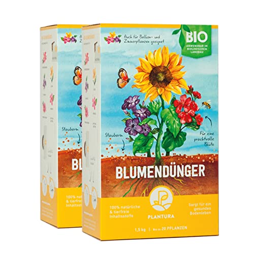 Plantura Bio Blumendünger mit 3 Monaten Langzeitwirkung, 3 kg, für den Garten & Balkon-Pflanzen, für eine prächtige Blüte, gut für den Boden, unbedenklich für Haus- & Gartentiere von Plantura