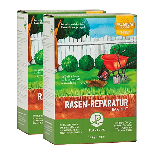 Plantura Rasen-Reparatur, 3 kg, Premium-Saatgut zur Rasenausbesserung, mit Dünger & Kalk von Plantura