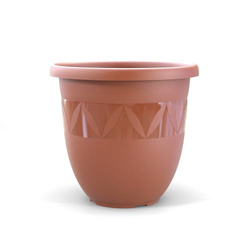 Blumentopf 15 cm Durchmesser Terrakotta grosser Pflanzkübel für Innen und Außen Übertopf Untertopf Blumenkübel Blumentöpfe aus Kunststoff für Garten Balkon Terrasse Plant Pot Pflanzentopf von Plastard