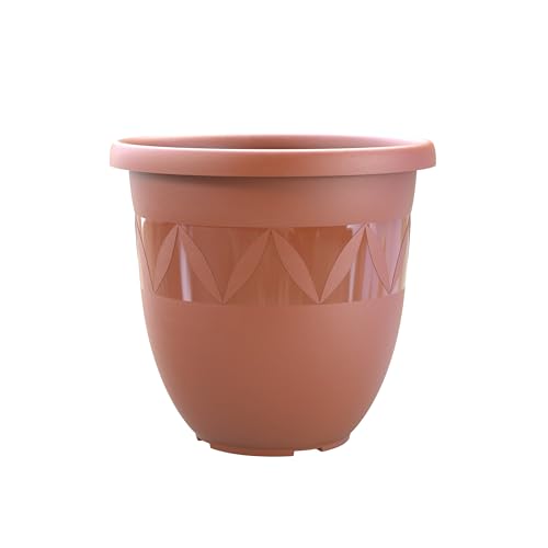 Blumentopf 24 cm Durchmesser Terrakotta grosser Pflanzkübel für Innen und Außen Übertopf Untertopf Blumenkübel Blumentöpfe aus Kunststoff für Garten Balkon Terrasse Plant Pot Pflanzentopf von Plastard