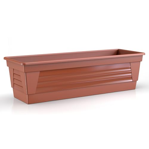 Plastard Blumenkasten 60 cm lang Farbe Terrakotta Pflanzkasten, Balkonkasten, Blumenkübel aus witterungsbeständigen Kunststoff für Garten und Balkon von Plastard