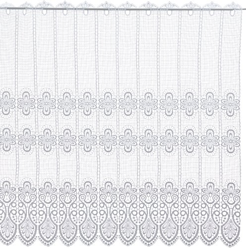 Plauener Spitze by Modespitze, Store Bistro Gardine Scheibengardine mit Stangendurchzug, hochwertige Stickerei, Höhe 96 cm, Breite 96 cm, Weiß von Modespitze