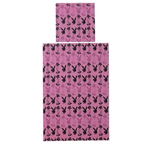 Playboy 2-teilig Microfaser Bettwäsche rosa/schwarz von Playboy