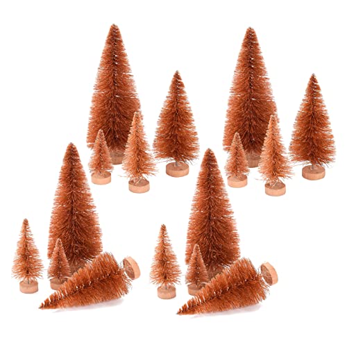 Plcnn 24 Stück Mini Sisal Schnee Frost Bäume Miniatur Kiefer mit Holzsockel Weihnachtsflasche Bürste Bäume für Weihnachtsdekoration von Plcnn