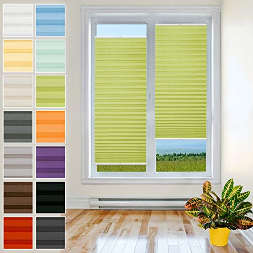 Klemmfix Plissee Ohne Bohren - 60 cm x 220 cm - Plissee Klemmfix Rollo Grün - Plissees für Fenster - Jalousien zum Klemmen - Plisee Rollo Ohne Bohren Klemmfix - Plisseerollo - Plisses - Plisse von Plisart