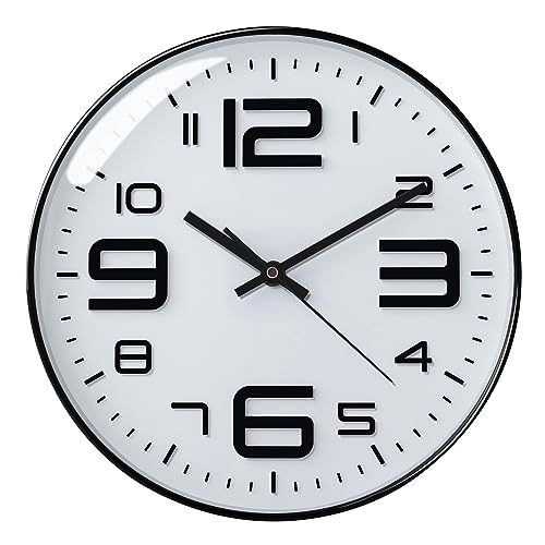 Plumeet 30 cm Anti-Ticken, Stille Wanduhr mit modernem und schönem Design für Wohnzimmer, große Küchen-Wanduhr, batteriebetrieben (Weiß) von Plumeet