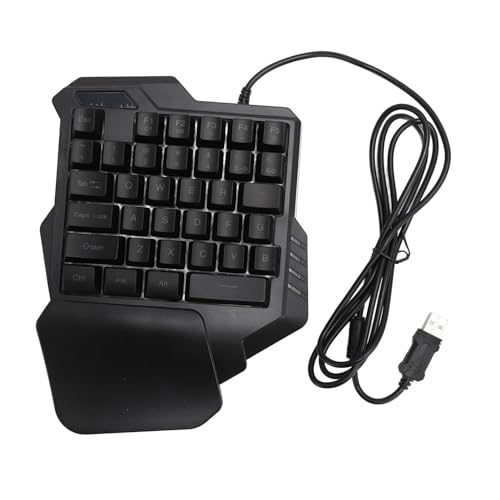 Plyisty Einhändige Gaming-Tastatur mit 7-Farben-RGB-Hintergrundbeleuchtung, Tragbare -Gaming-Tastatur mit 35 Tasten und Handgelenkauflage, Ergonomische Tastatur mit USB-Kabel, 2 Sätze von Plyisty
