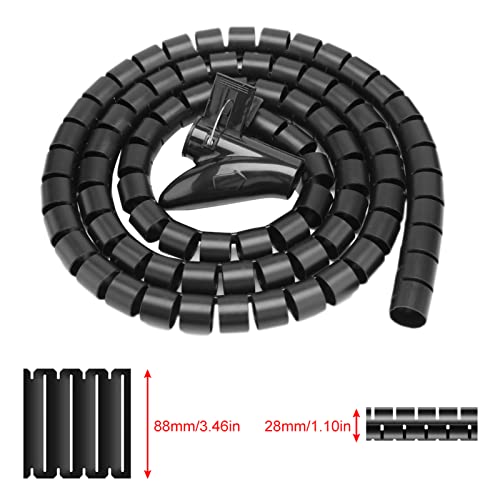 Plyisty Flexibler Spiralrohr-Kabel-Organizer, Drahtwickel-Kabelschutz für den Heim- und Bürogebrauch (Schwarz) von Plyisty