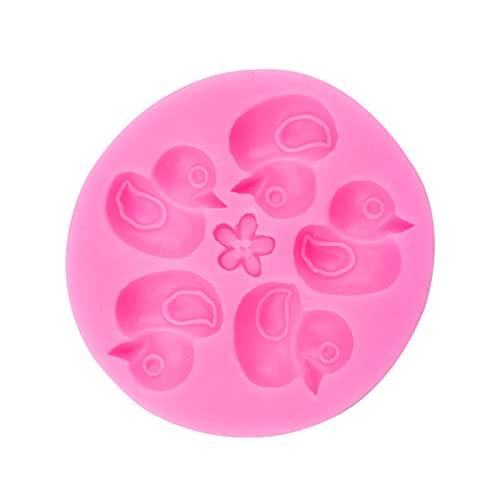 Mini Ente Silikonform Fondant Kuchen Schokolade Plätzchen Dekorationsform Kuchenwerkzeuge Backform Klein Muffin (Pink, One Size) von Poamen