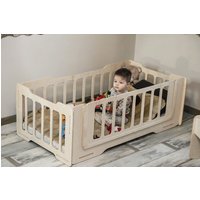 Montessori Toddler Bodenbett Mit Lattenrost, Babybett, Haltbarer Bettrahmen, Kleinkindbett Lattenrost von WoodShopKids
