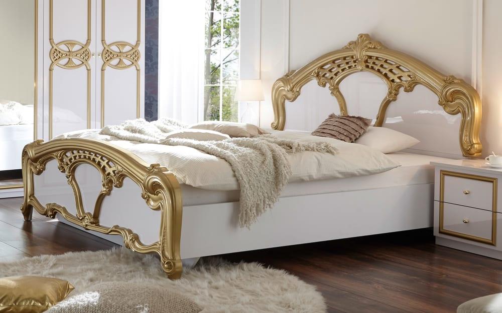 Doppelbett Claudia, weiß/gold, 180 x 200 cm von Pol-Power