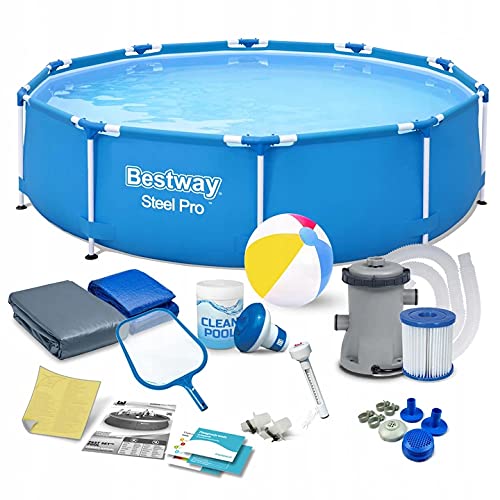 Polbaby Bestway 56679 Set Pool 305 x 76 cm Gartenpool Stahlrahmenbecken 16in1 Set mit Filterpumpe und Zubehör von Polbaby