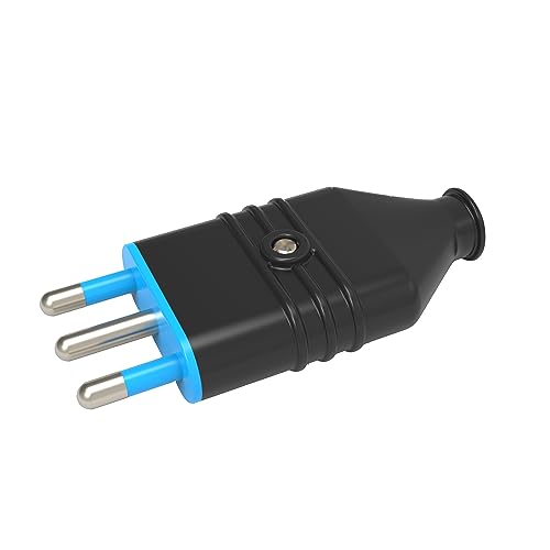 POLY POOL - PP2158X Kleiner Stecker 16A 2P+T - Stecker mit Griff zum leichteren Herausziehen - Stecker für Zuhause und Arbeit - Schwarzer, in Italien hergestellter Stecker - Gummistecker von Poly Pool