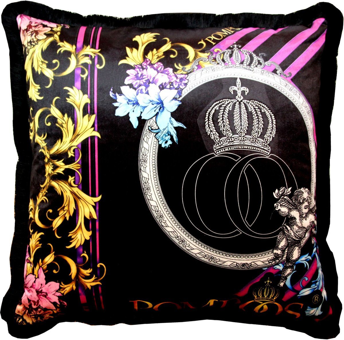 Pompöös by Casa Padrino Dekokissen Riesiges XXL Luxus Barock Kissen Purple / Black Pompöös by von Harald Glööckler 80 x 80 cm mit funkelnden Glitzersteinen von Pompöös by Casa Padrino