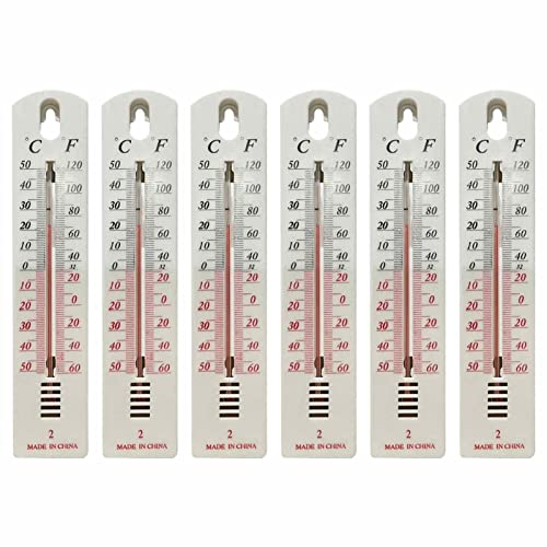 6 Stück Thermometer Set Für Innen Außen Und Garten Analog Gartenthermometer Wandthermometer Mit ?/? Thermometer Gartenthermometer Analog Für Innen Und Außen, Zimmer Büro Wohnraum Thermometer von Pomrone